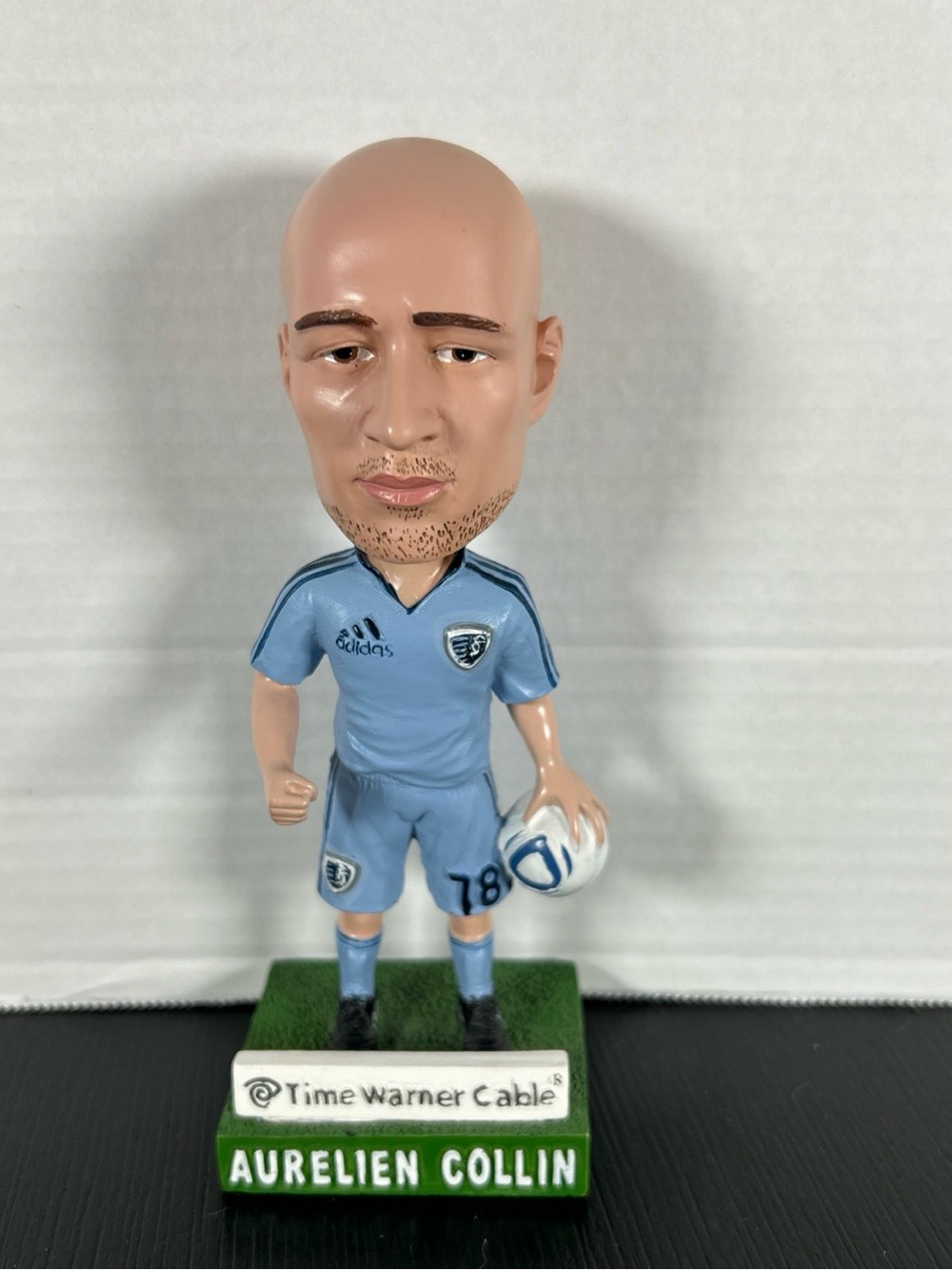 Light Blue Soccer Player Bobblehead Figurine
